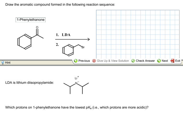 Draw the aromatic compound formed in the given reaction sequence